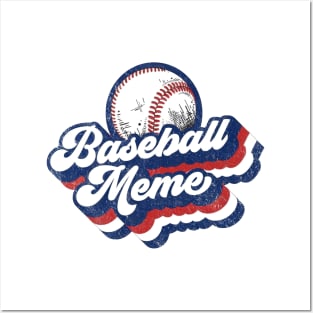 Retro Baseball Meme Red White Blue Posters and Art